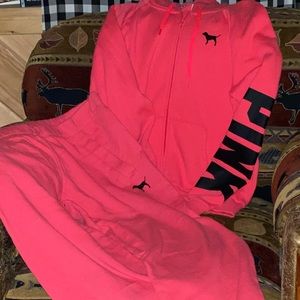 Pink Victoria’s Secret Hot Peach Boyfriend style sweatsuit